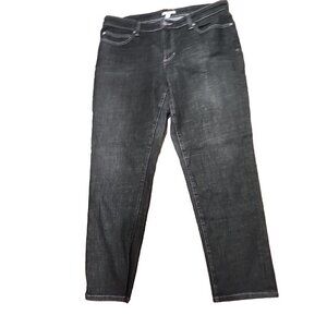 Eileen Fisher Jeans Mid-rise Organic Cotton Black Straight Leg Denim Women's 12